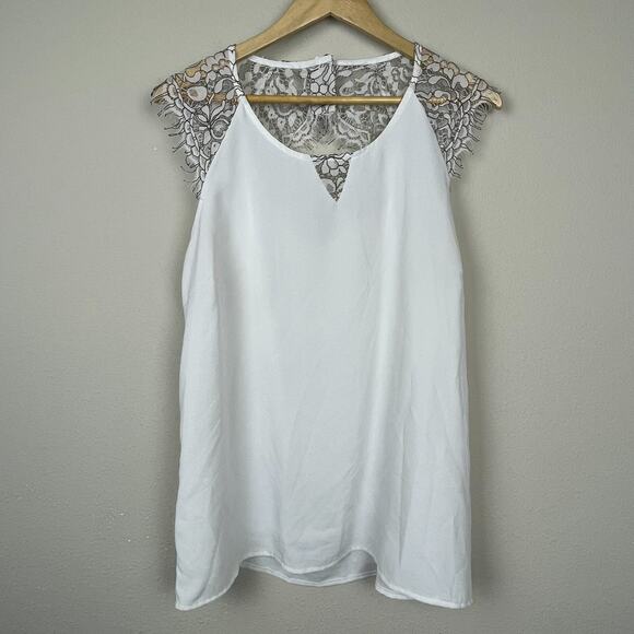 41 Hawthorn XL White Black Lace Sleeveless Top Fairy‎ Soft Girl Cottagecore - Picture 1 of 7